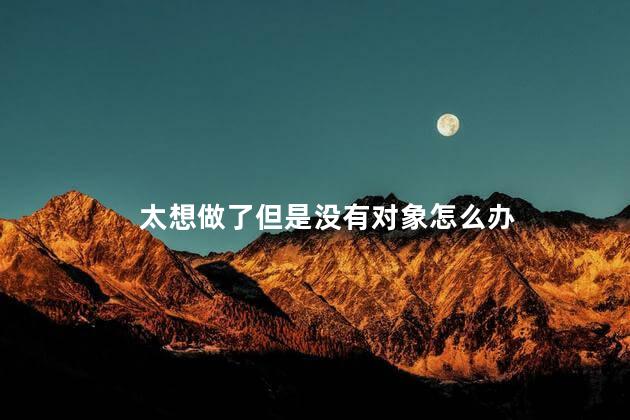 太想做了但是没有对象怎么办