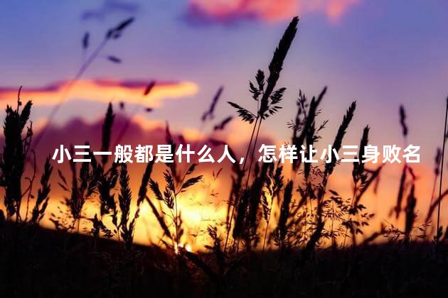 小三一般都是什么人，怎样让小三身败名裂