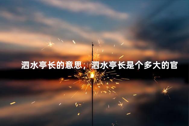 泗水亭长的意思，泗水亭长是个多大的官
