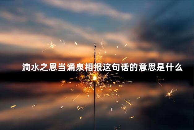 滴水之恩当涌泉相报这句话的意思是什么加理解，滴水之恩当涌泉相报这句话的意思是什么一