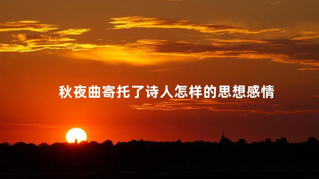 秋夜曲寄托了诗人怎样的思想感情