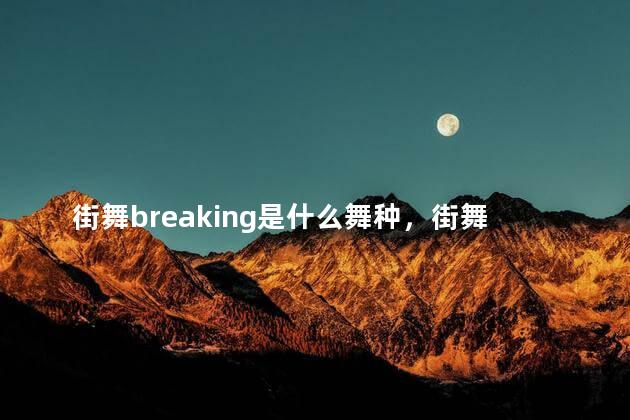 街舞breaking是什么舞种，街舞中breaking又叫什么街舞