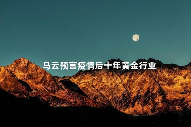 马云预言疫情后十年黄金行业